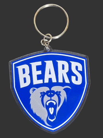 Keychain with 'BEARS' text and bear graphic on a blue shield