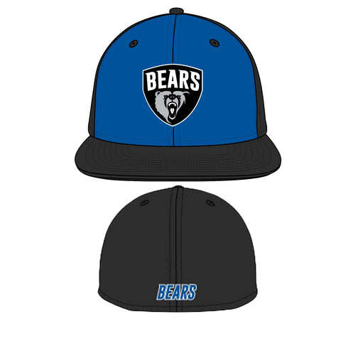 HAT-  Royal/ Black  Bear SHIELD  FITTED -DOME Hat